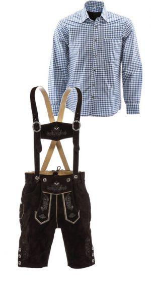 Lederhosen set H (Peter broek + blauw overhemd)