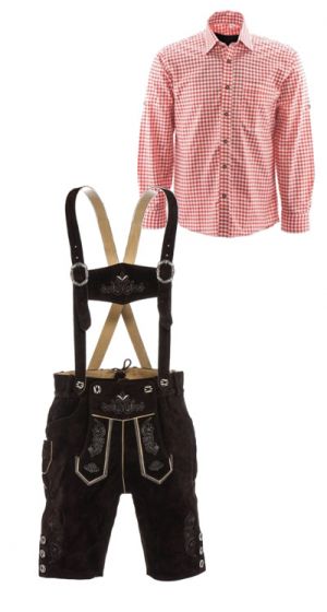 Lederhosen set G (Peter broek + rood overhemd)