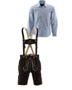 Lederhosen set H (Peter broek + blauw overhemd)