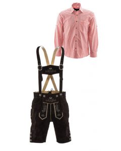 Lederhosen set G (Peter broek + rood overhemd)